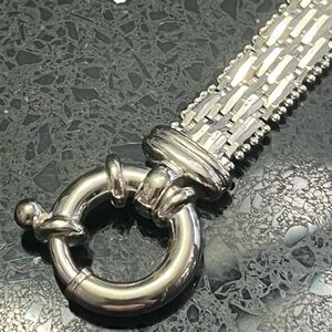 sterling Silver diamond cut Riccio link sparkle bracelet statement vintage QVC